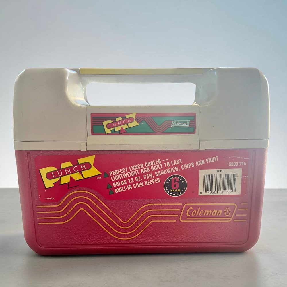 Vintage Coleman Lunch Pax Cooler Box Pink White Personal Lunchbox 5203-715 USA